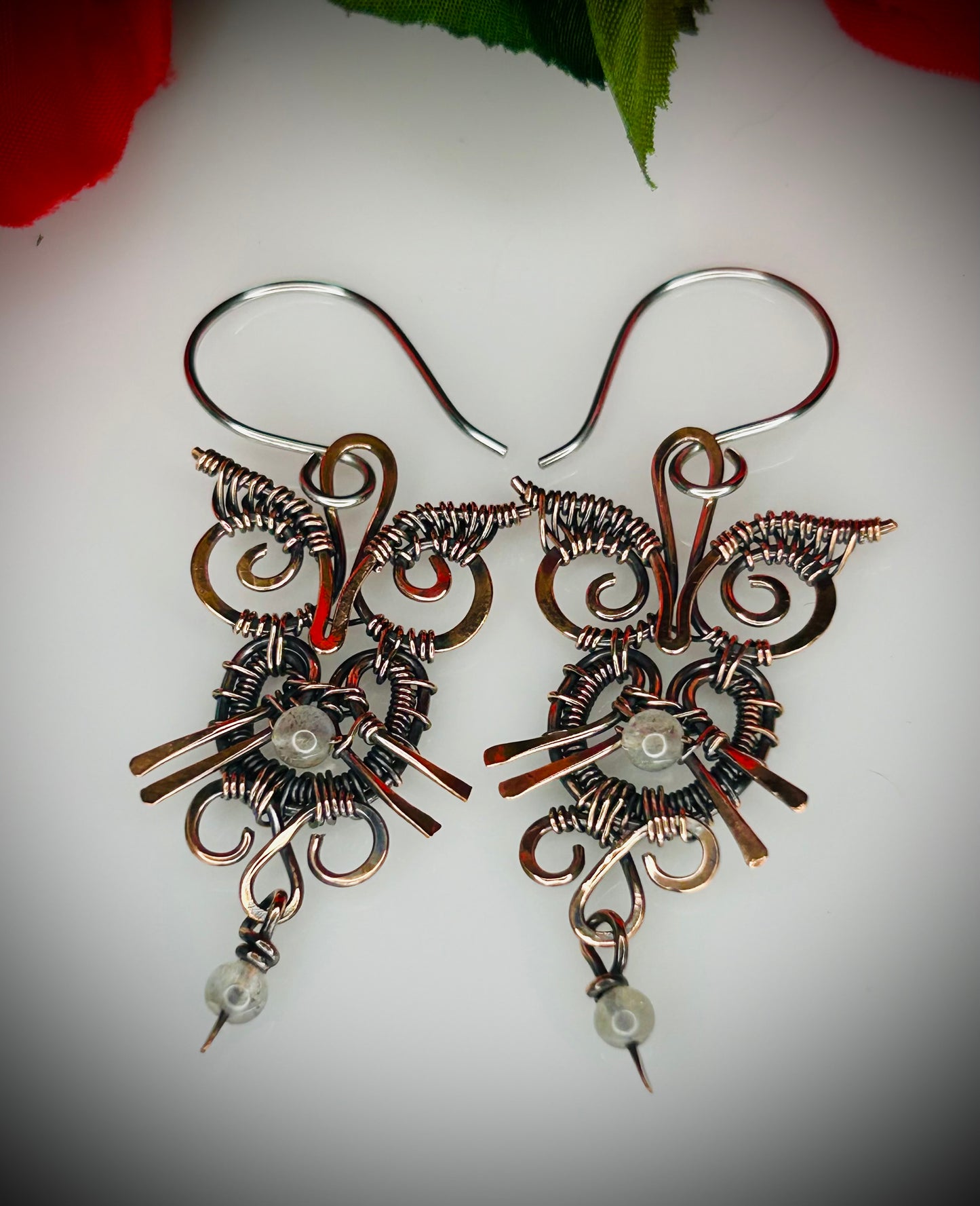 Labradorite Owl Earrings