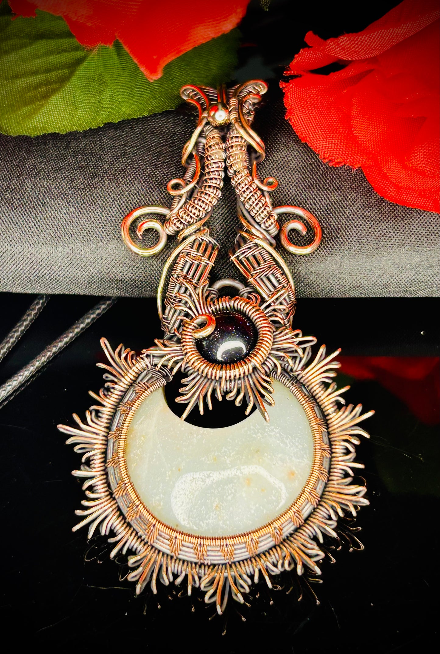 Jadeite & Blue Goldstone Pendant