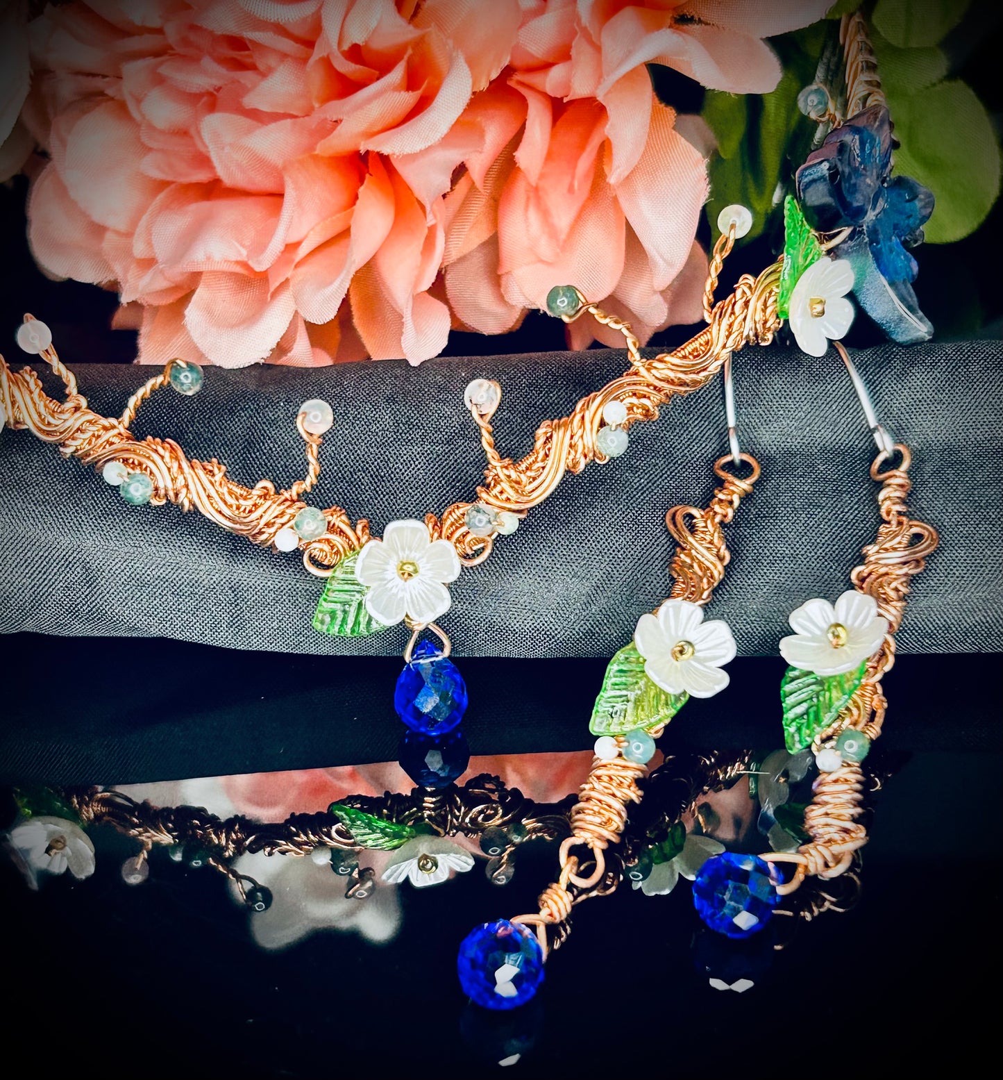 Butterfly and Moonstone Tiara and Earring Set