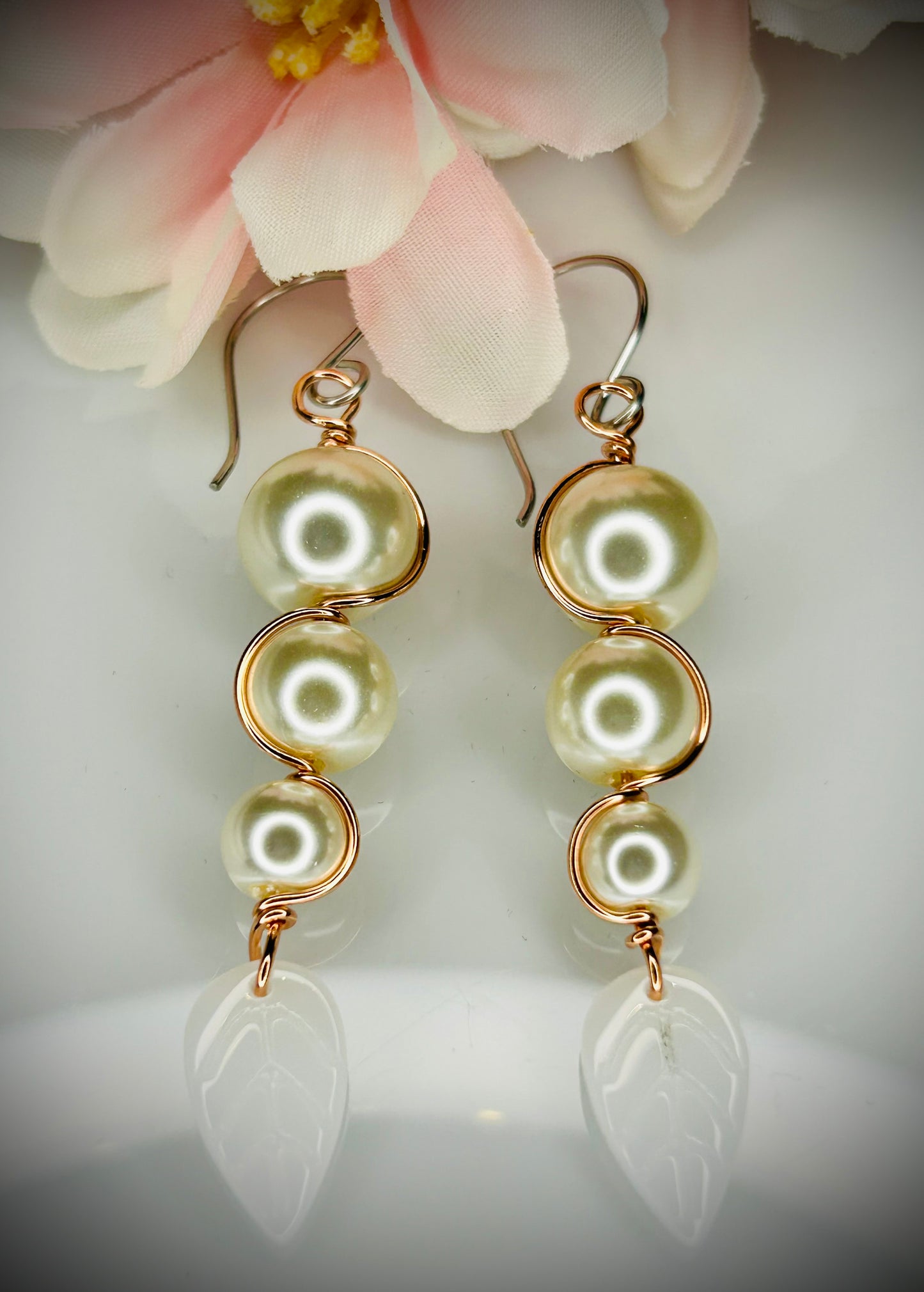 Pearl Leaf Earrings
