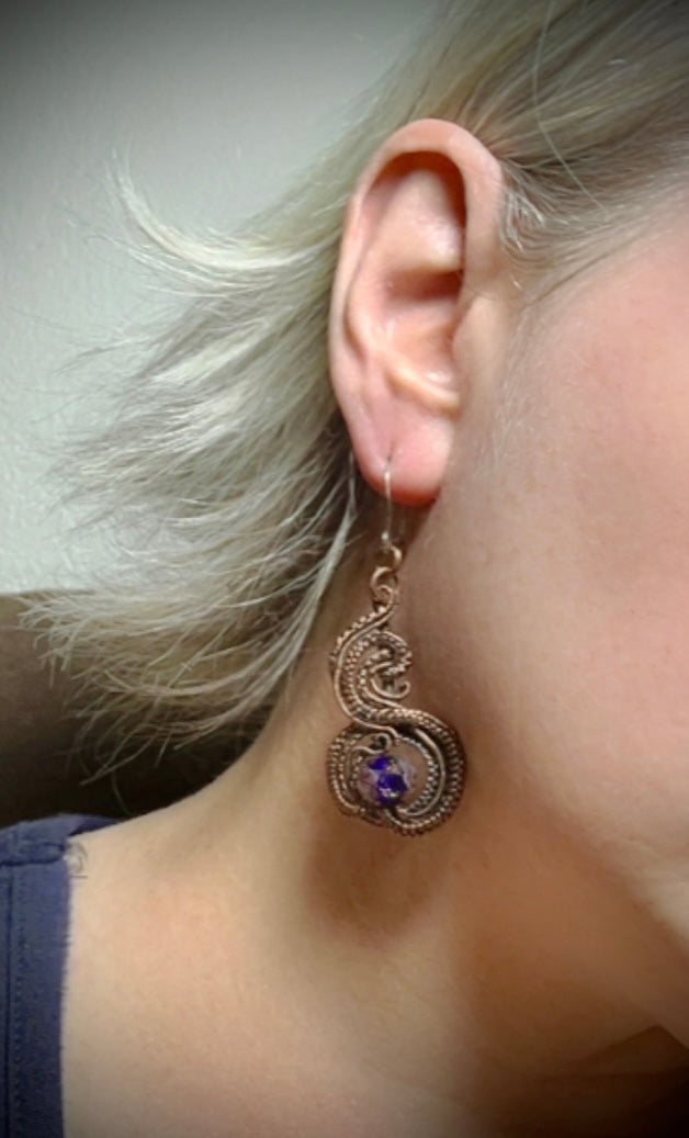 Copper Rose Bead Earrings