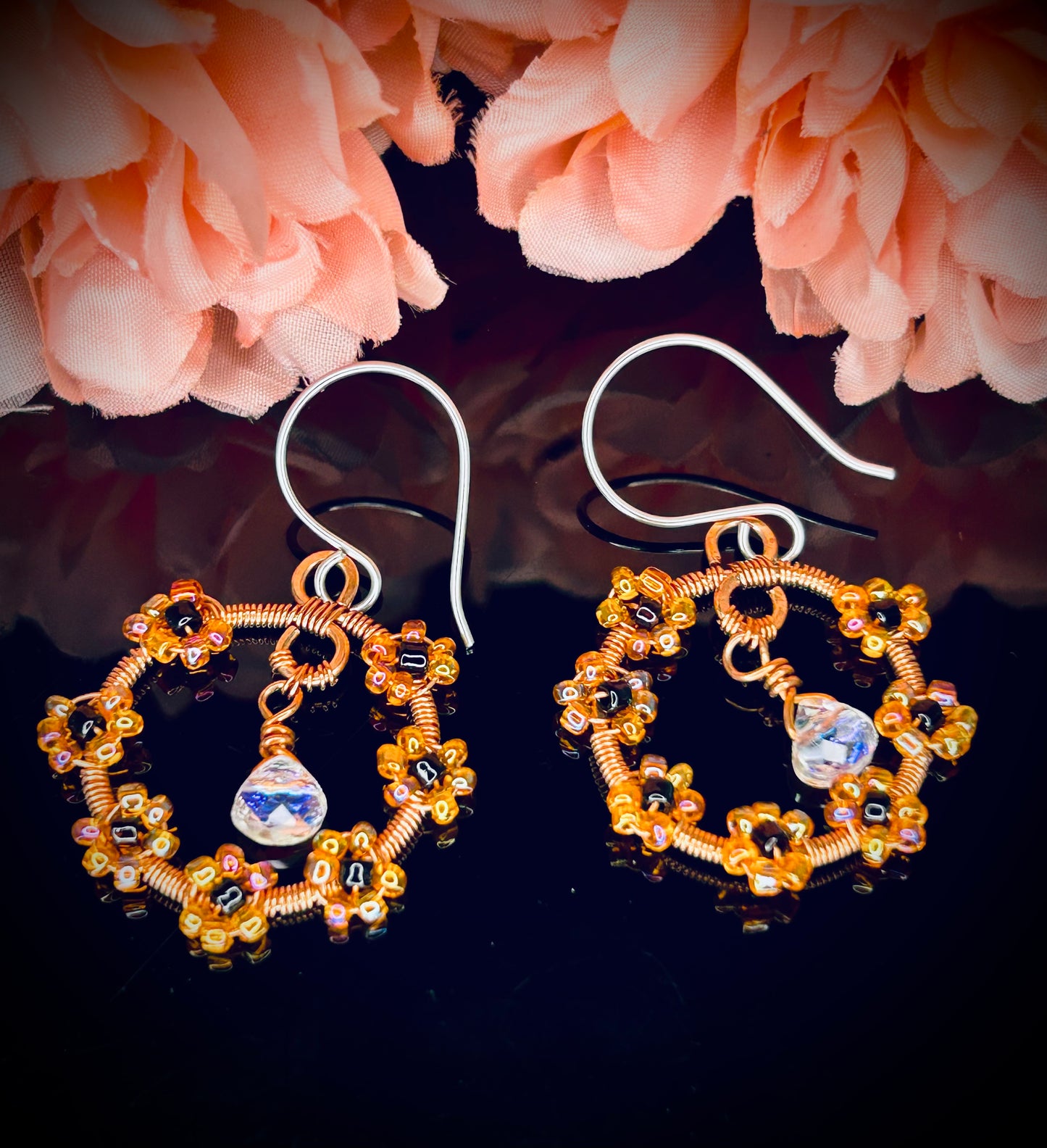Copper Flower Wreath Earrings