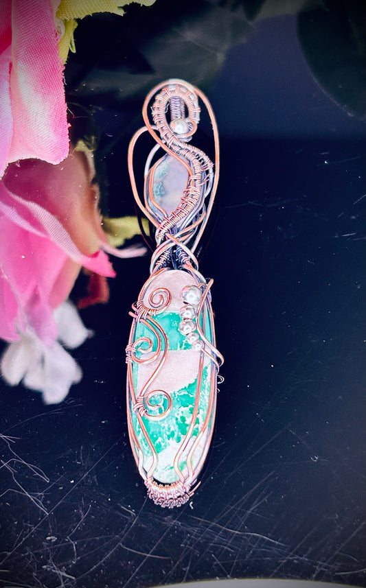 Variscite & Scenic Moss Agate Pendant