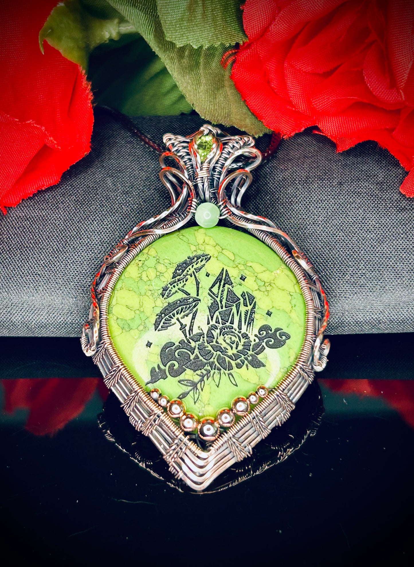 Etched Dyed Howlite Pendant