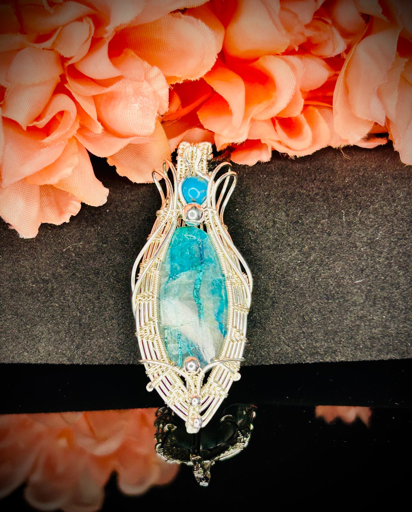 Silver Shattuckite & Turquoise Pendant
