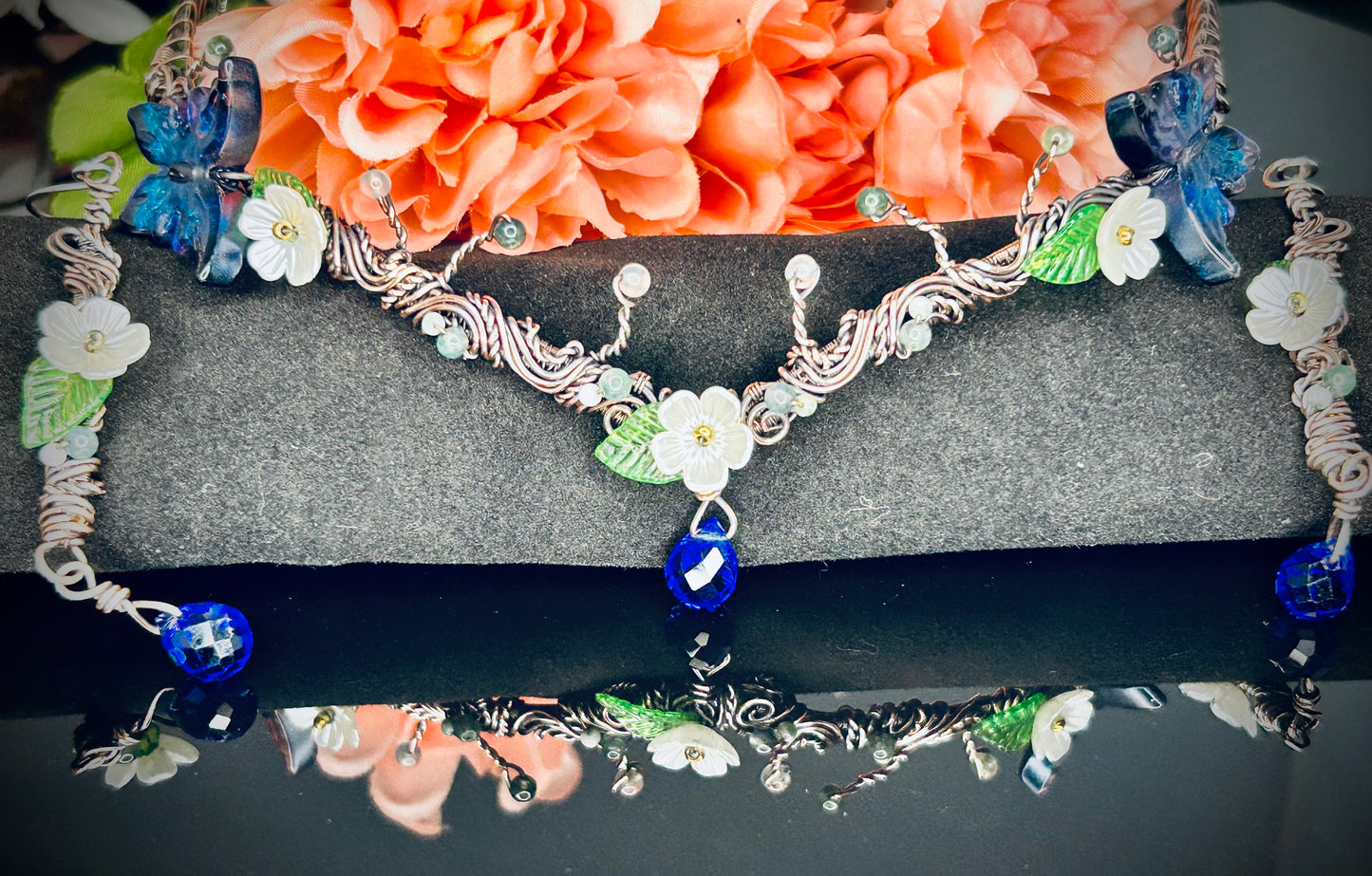 Butterfly and Moonstone Tiara and Earring Set