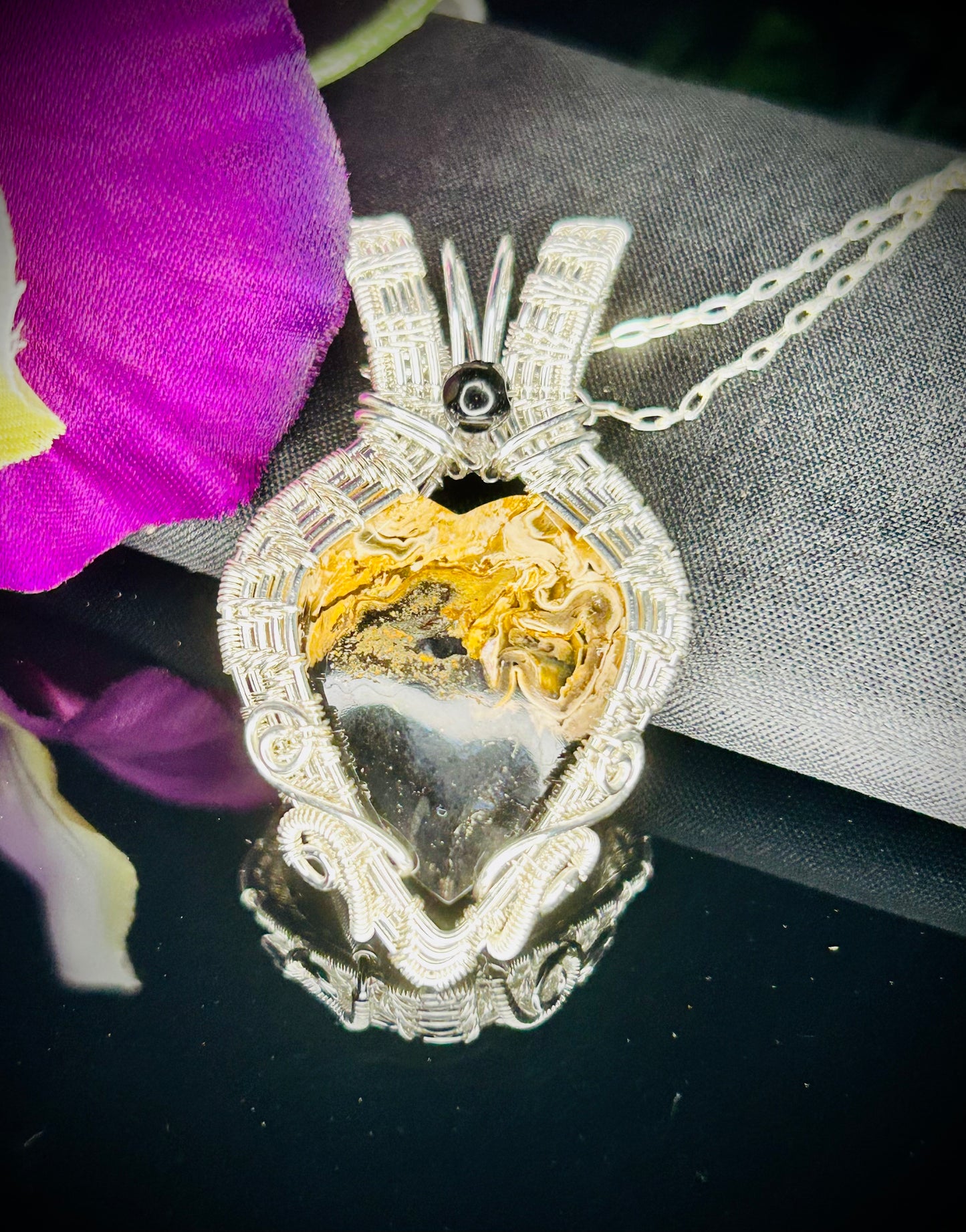 Silver Palm Root Heart Pendant