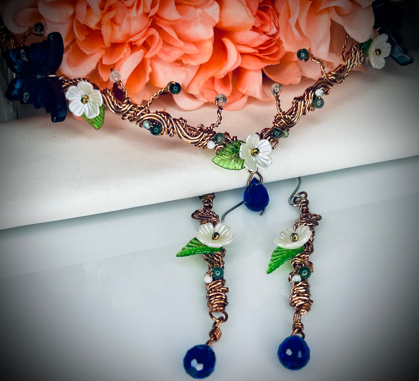 Butterfly and Moonstone Tiara and Earring Set
