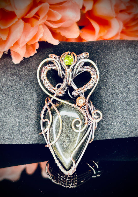 Copper Gold Sheen Obsidian Pendant