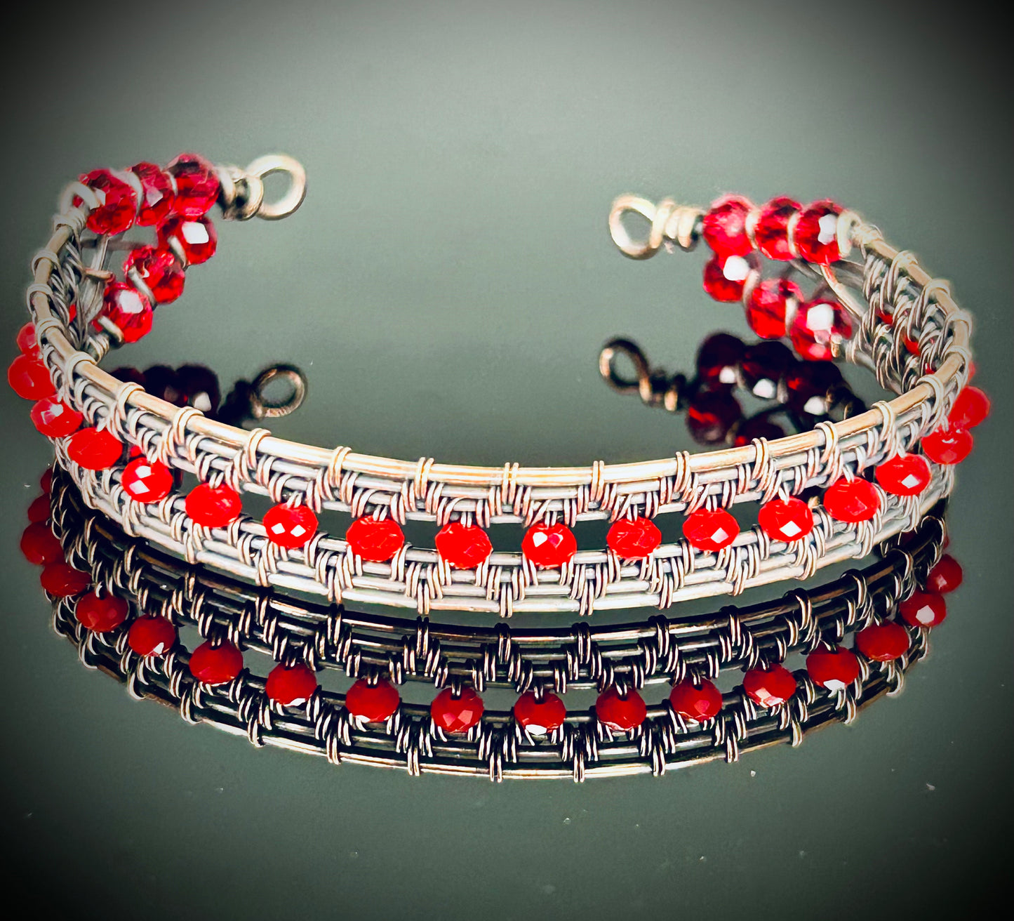Copper Red Jade Diamond Weave Bracelet