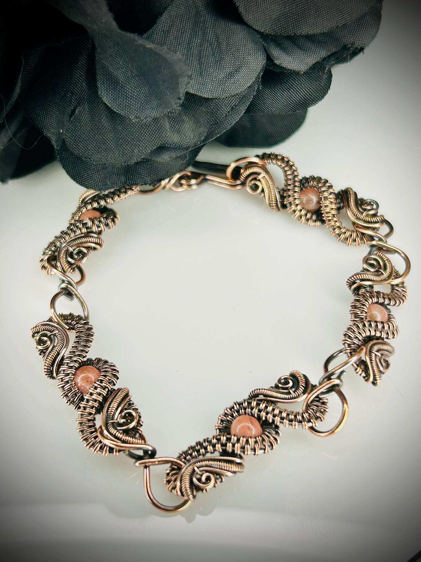 Copper Beaded Link Bracelet