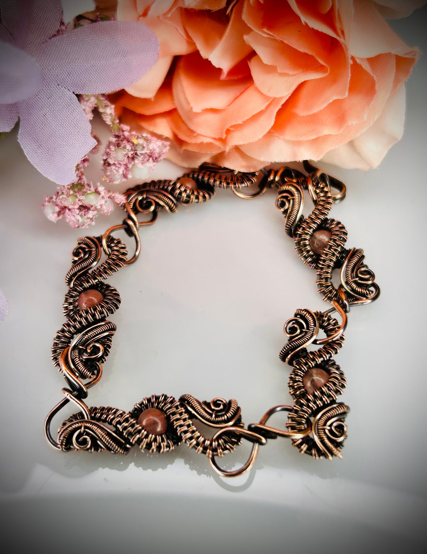 Copper Beaded Link Bracelet