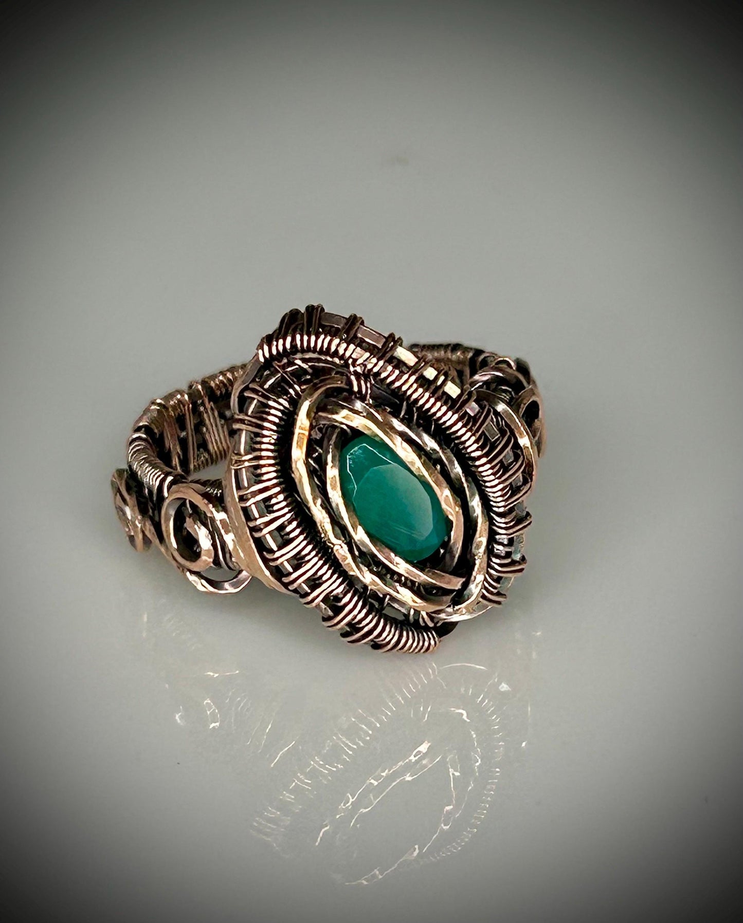 Copper Green Onyx Ring