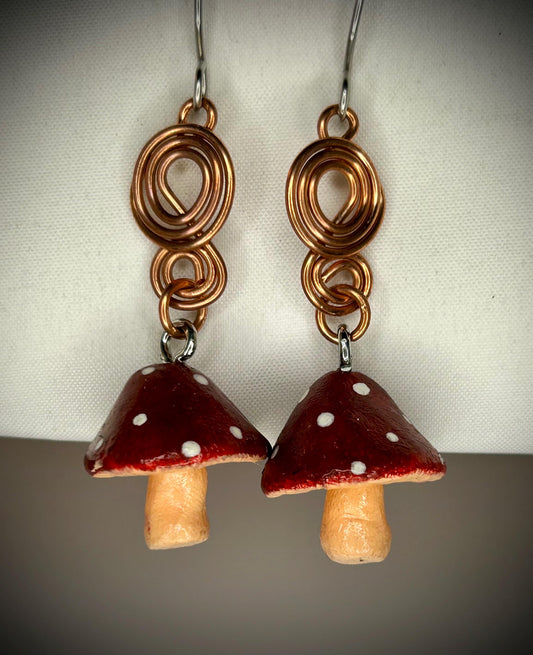 Copper Mushroom Earrings