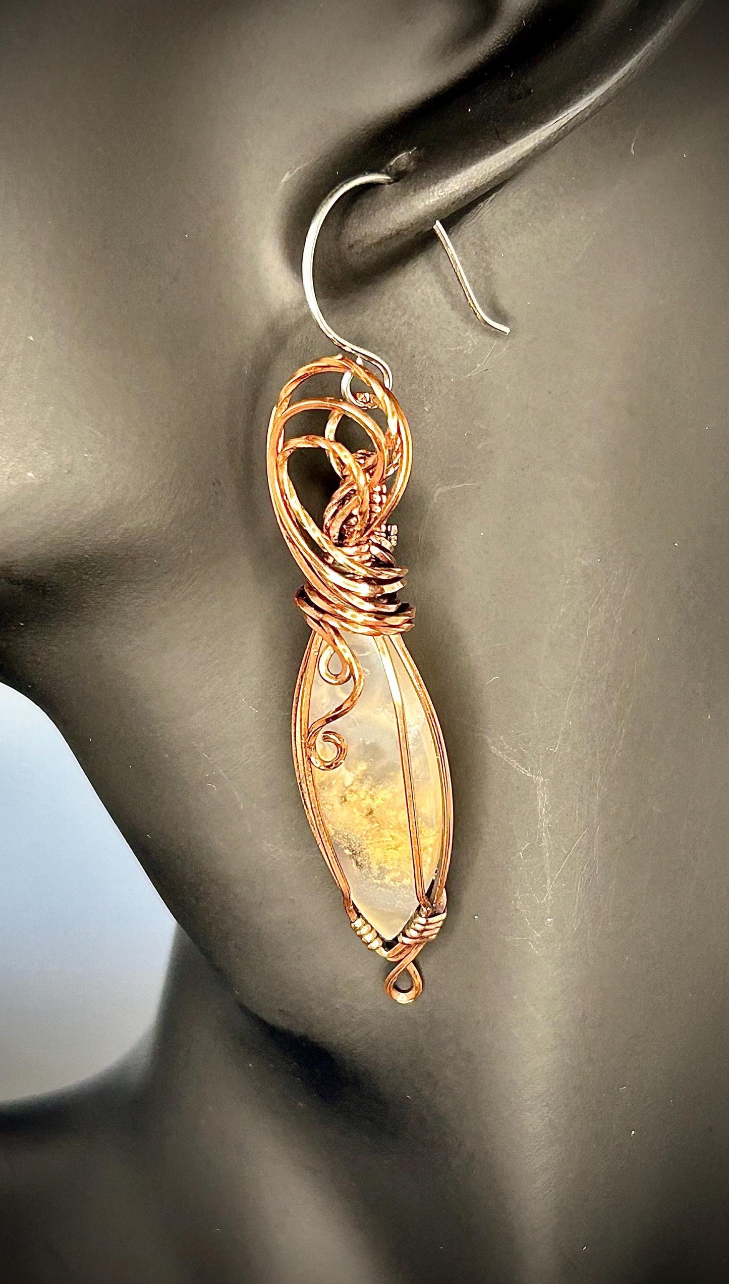Copper Dendritic Agate Earrings