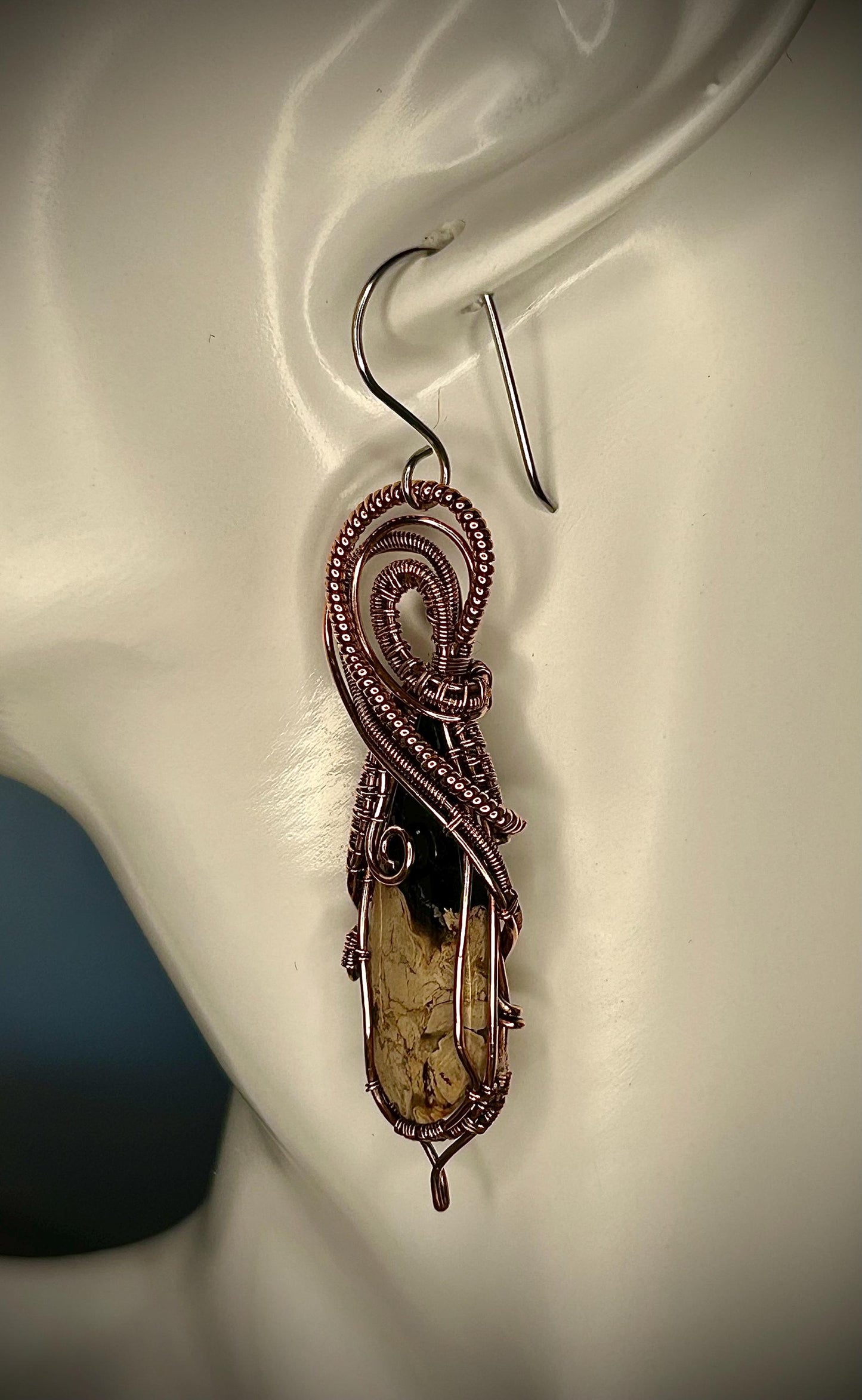 Copper Palm Root Earrings