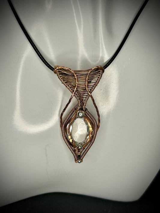 Copper and Bronze Crystal Quartz Pendant