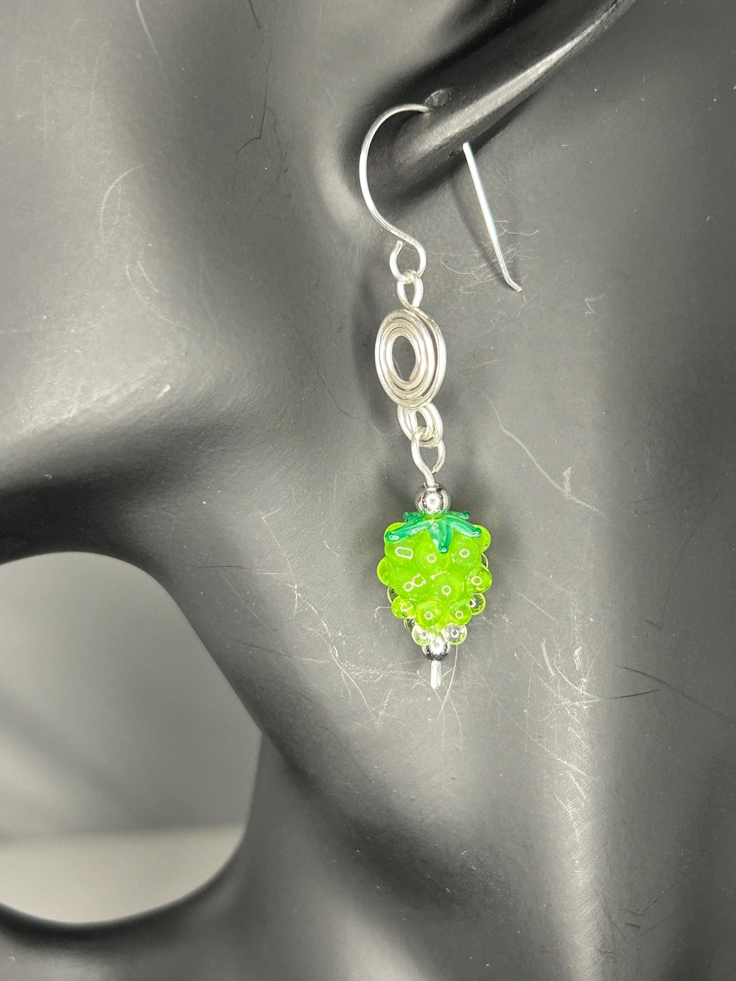 Silver Swirl and Grape Earrings