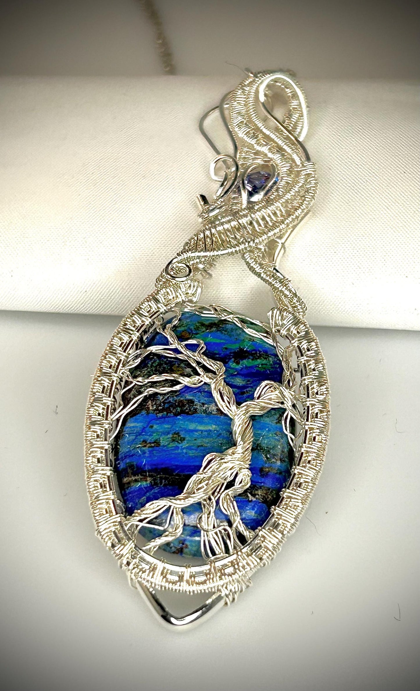 Silver Bluebird Azurite TOL Pendant