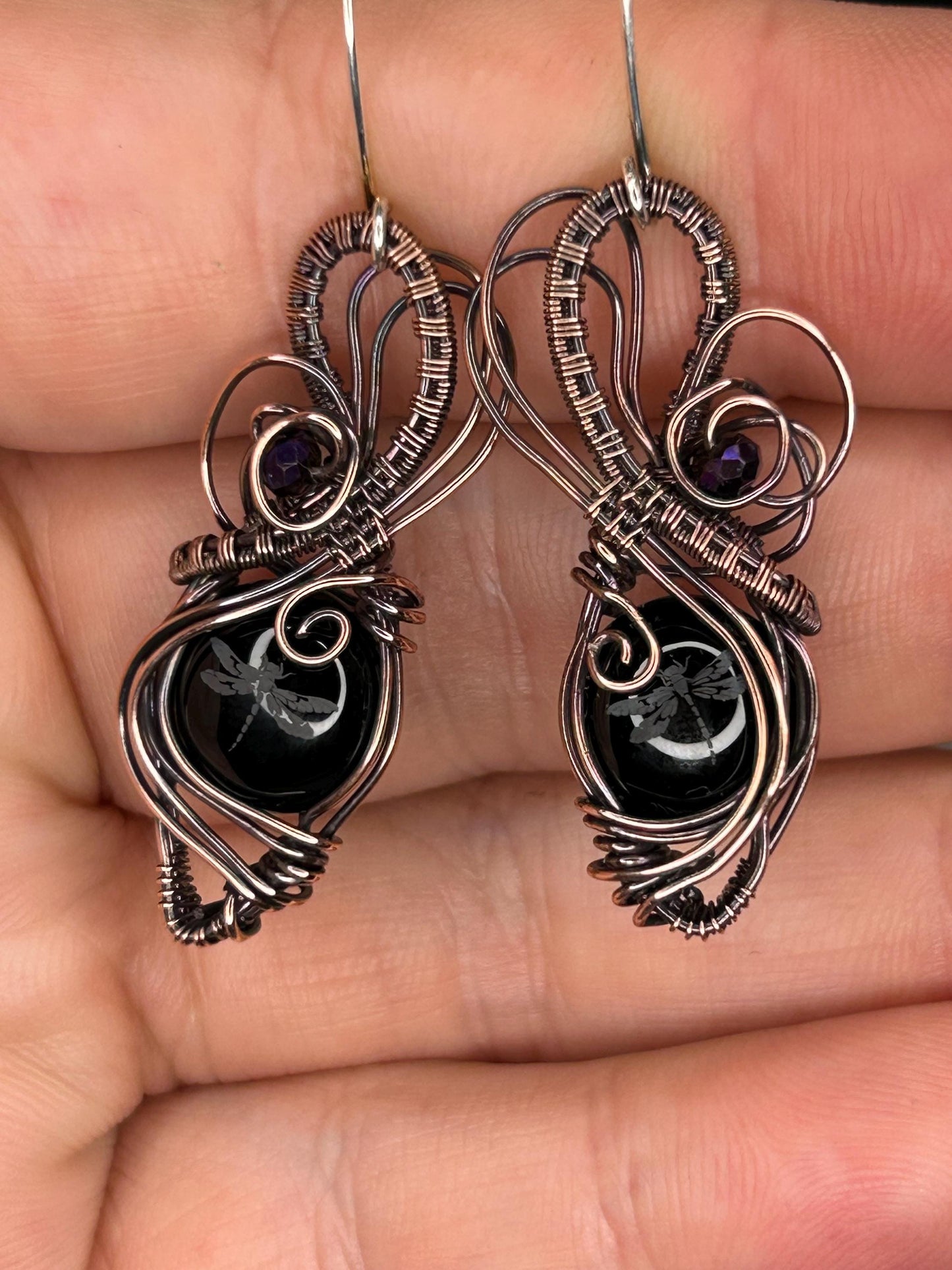 Copper Dragonfly Earrings