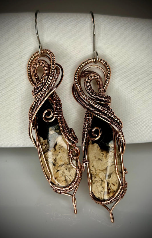 Copper Palm Root Earrings