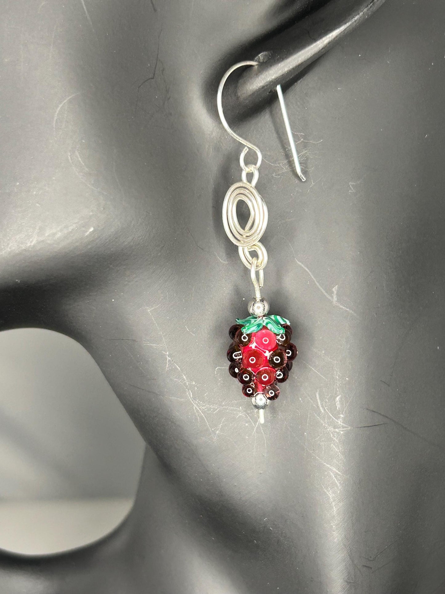 Silver Swirl and Grape Earrings