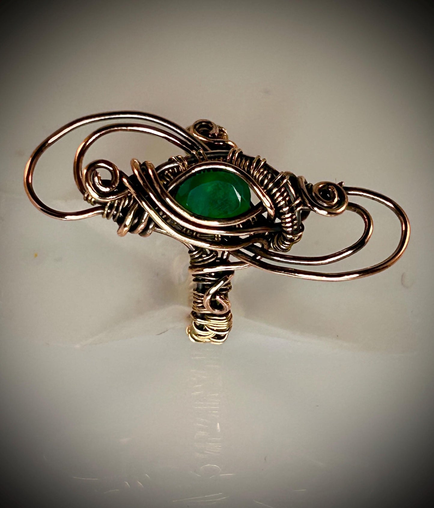 Copper and Bronze Green Onyx Ring