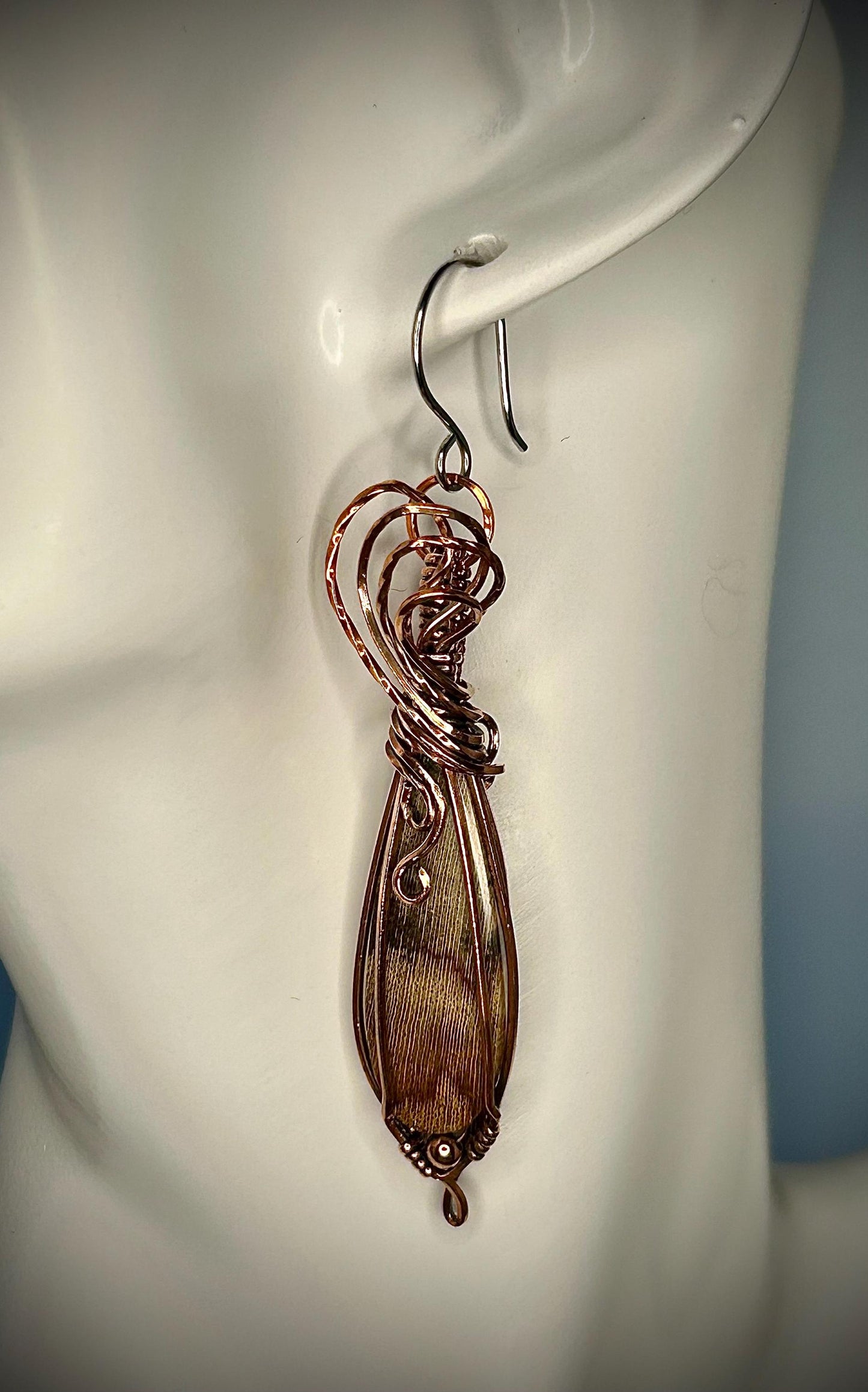 Copper Petrified Wood Earrings
