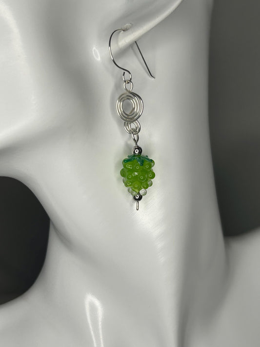 Silver Swirl and Grape Earrings