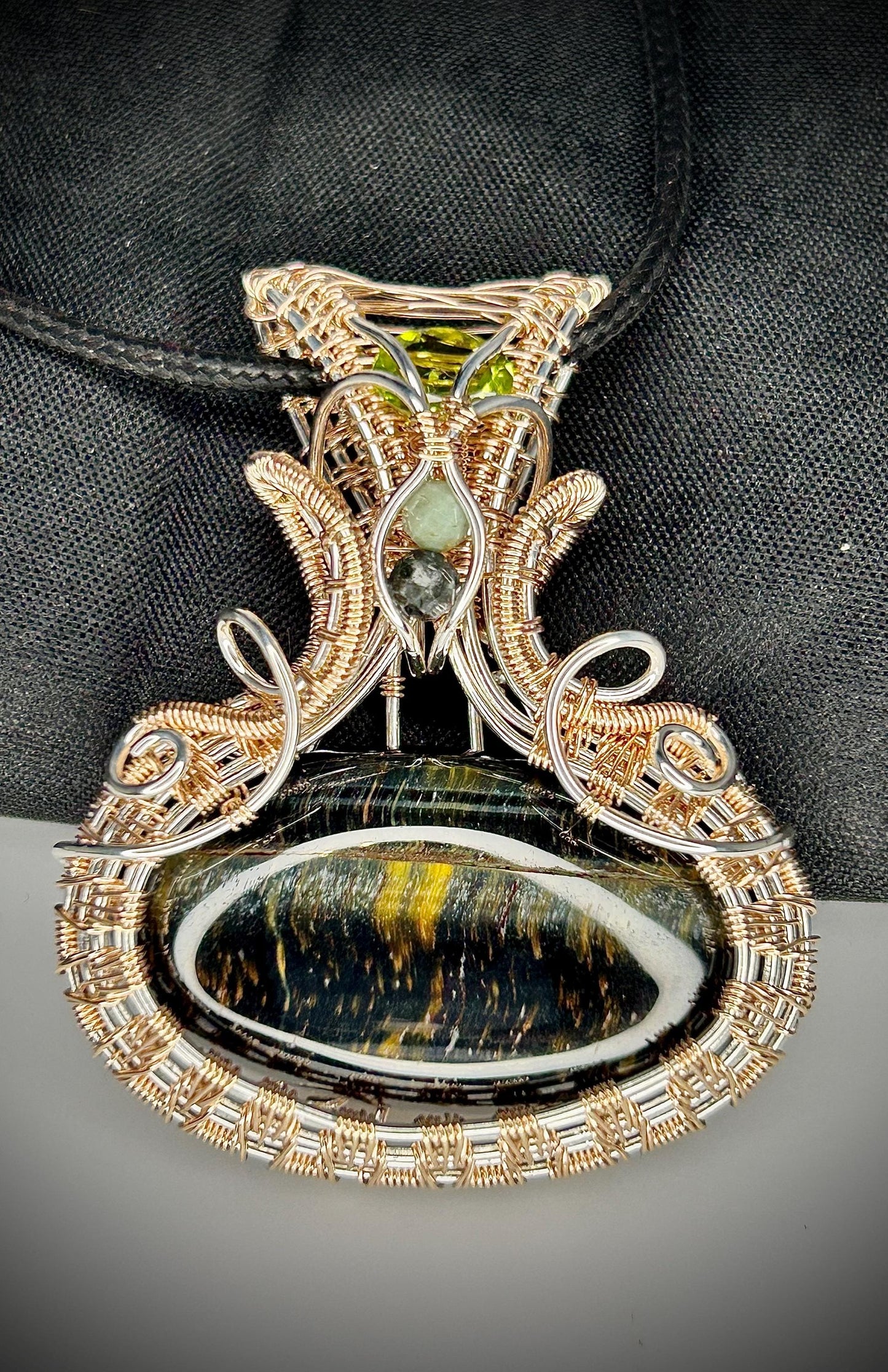 Silver/Rose Gold Filled Tiger’s Eye Pendant