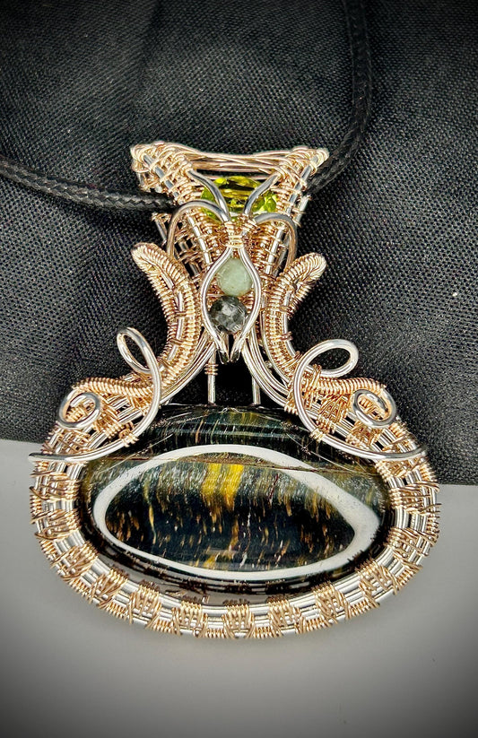 Silver/Rose Gold Filled Tiger’s Eye Pendant