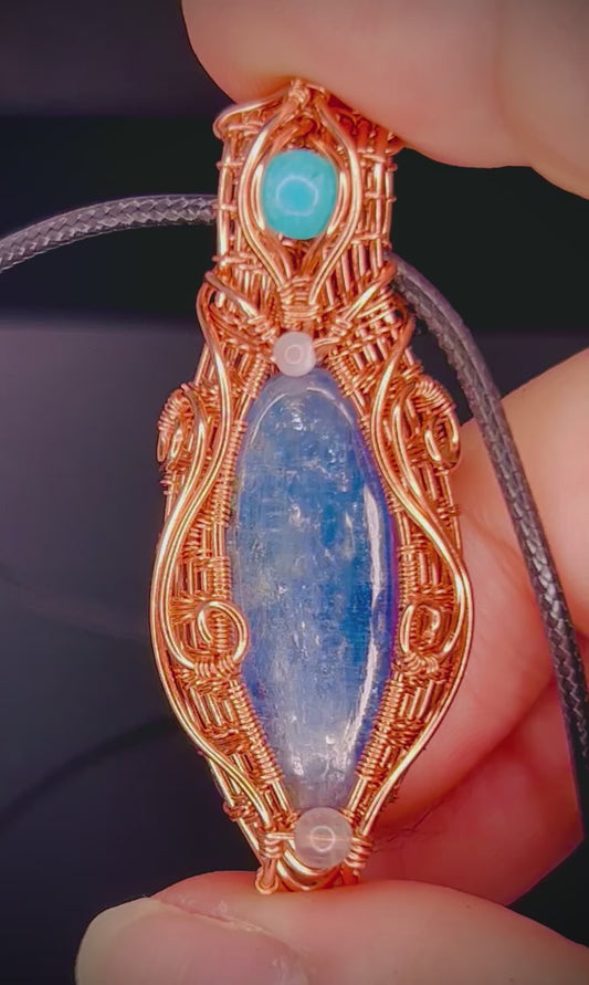 Copper Kyanite and Turquoise Pendant