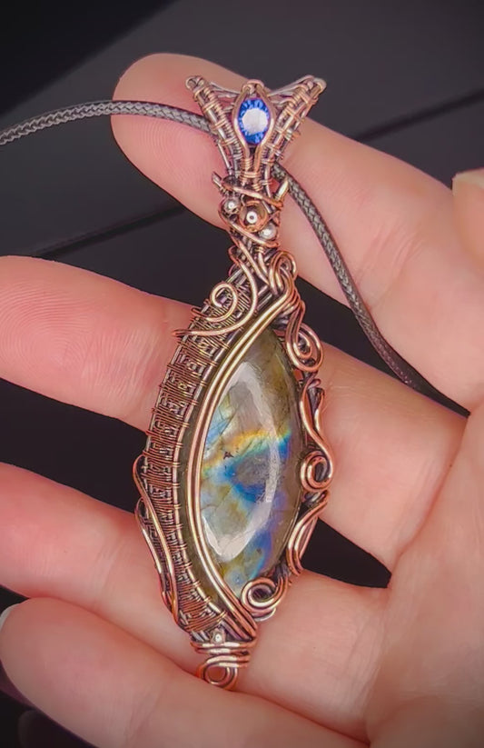 Copper Marquis Labradorite Pendant