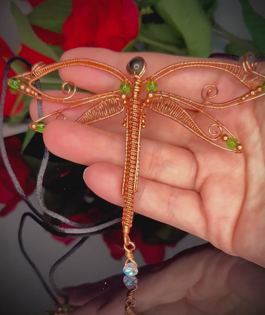 Rainbow Obsidian Dragonfly Pendant
