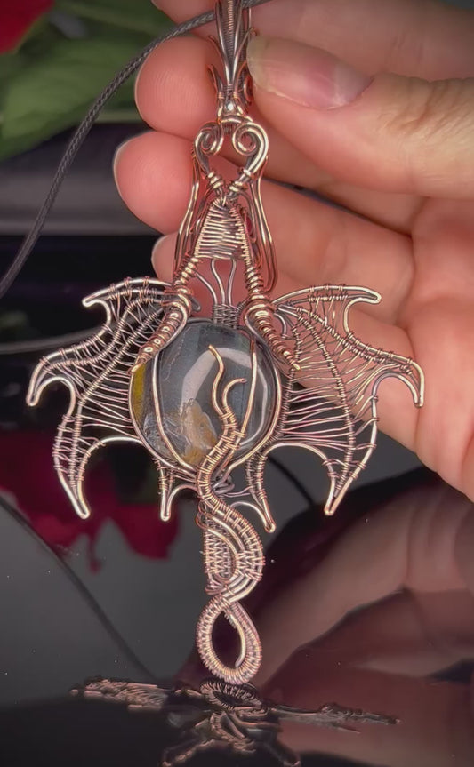 Copper Tiger Iron & Ruby Jade Dragon