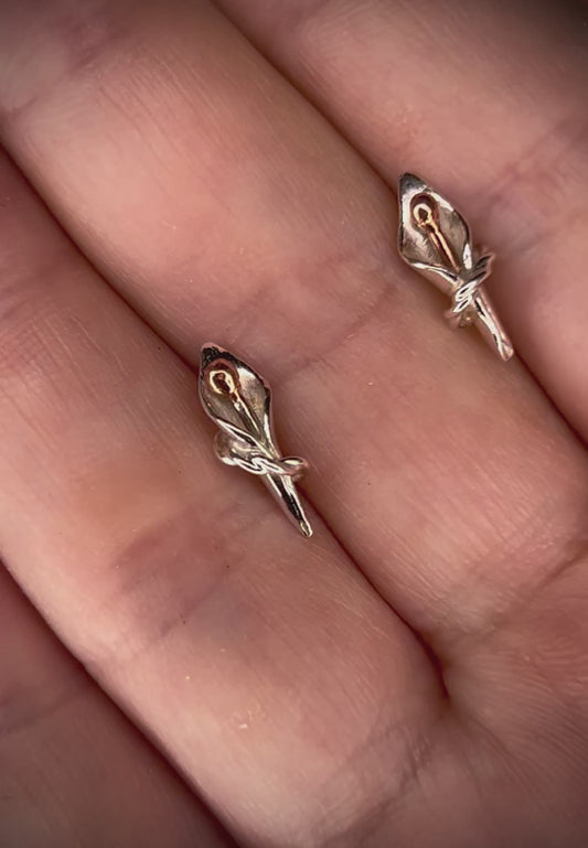 Silver/Copper Calla Lily Earrings