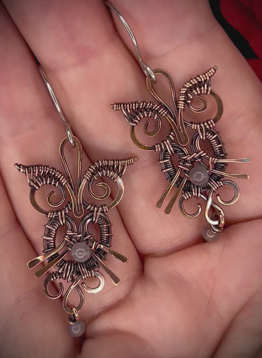 Labradorite Owl Earrings
