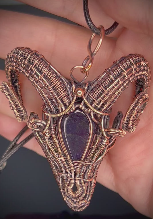 Iolite Sunstone 3D Rams Head Pendant