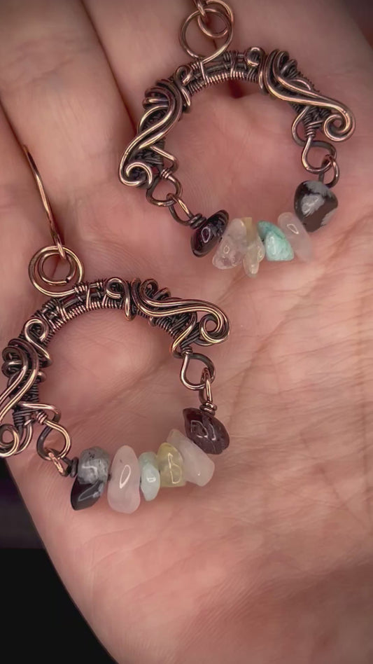 Copper Multi Stone Earrings