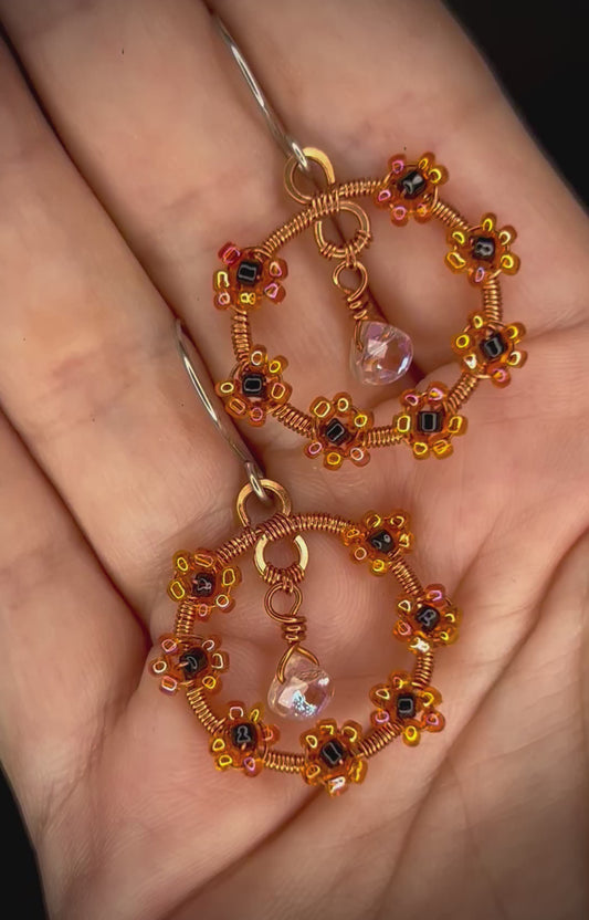 Copper Flower Wreath Earrings