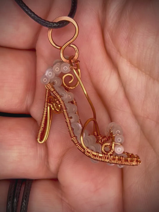 Copper Green Moonstone Shoe Pendant