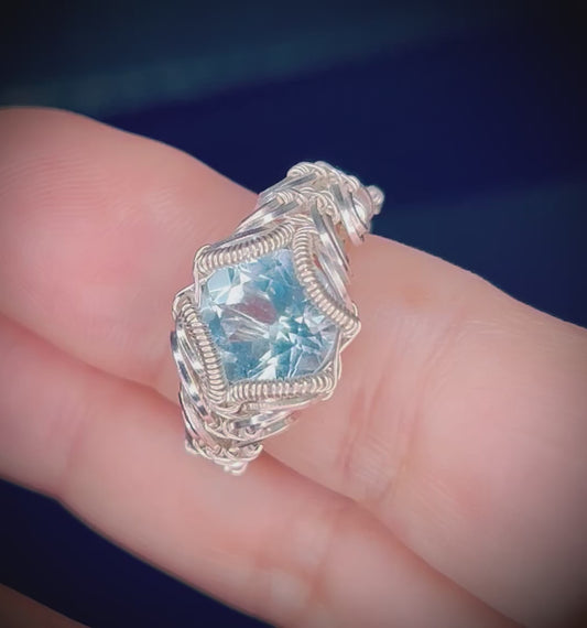 Silver Sky Blue Topaz Ring size 7