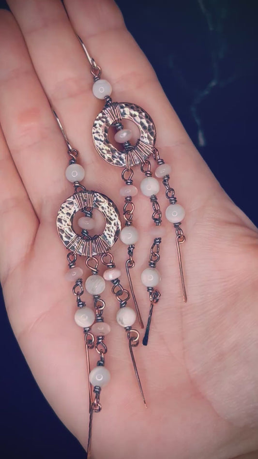 Copper Washer Mother of Pearl Earrings