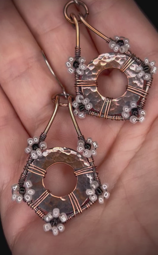 Hammered Copper Flower Earrings