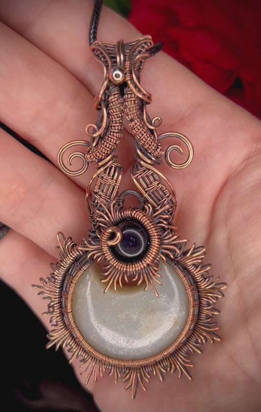 Jadeite & Blue Goldstone Pendant