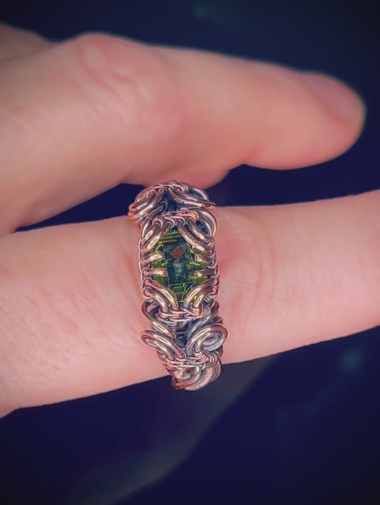 Copper Emerald Cut Cubic Zirconia Ring size 8