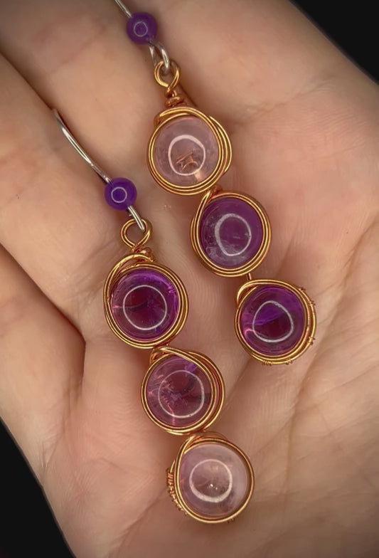 Copper Amethyst Earrings