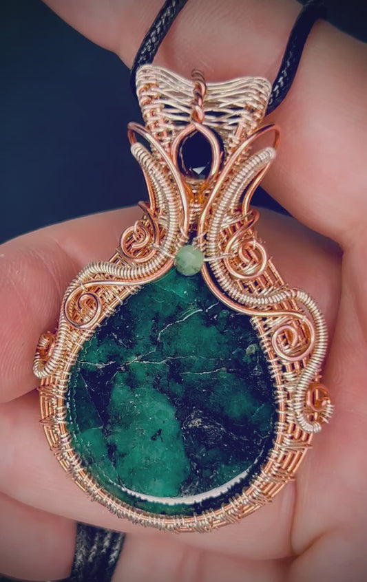 Copper/Sterling Silver Emerald Pendant