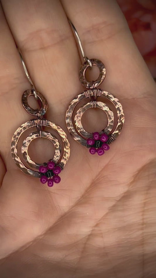 Copper Washer Flower Earrings